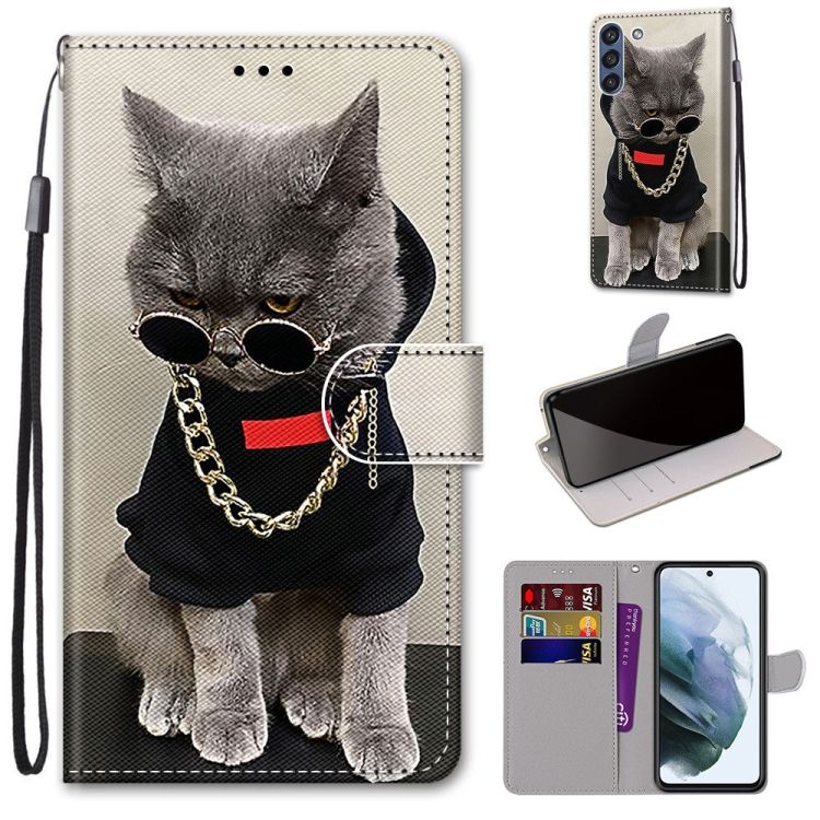 Knižkové puzdro Trendy Cross case Cool mačka – Samsung Galaxy S21 FE