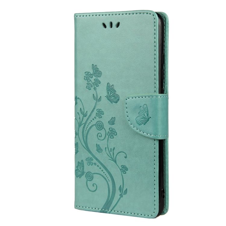 Peňaženkové puzdro Embossing Pattern Motýľ a kvet zelené – Samsung Galaxy A53 5G
