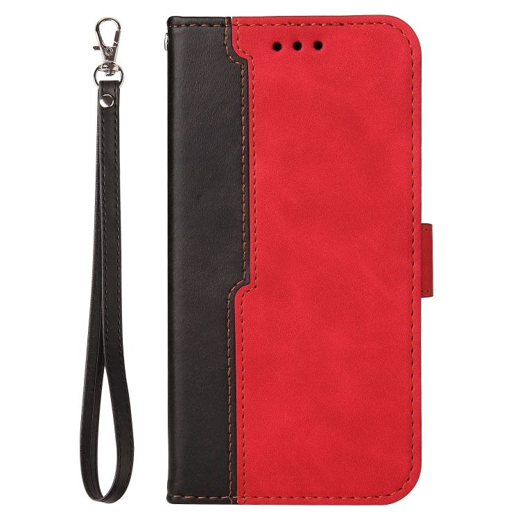 Peňaženkové puzdro Stitching čierno-červené – Samsung Galaxy S22 Ultra