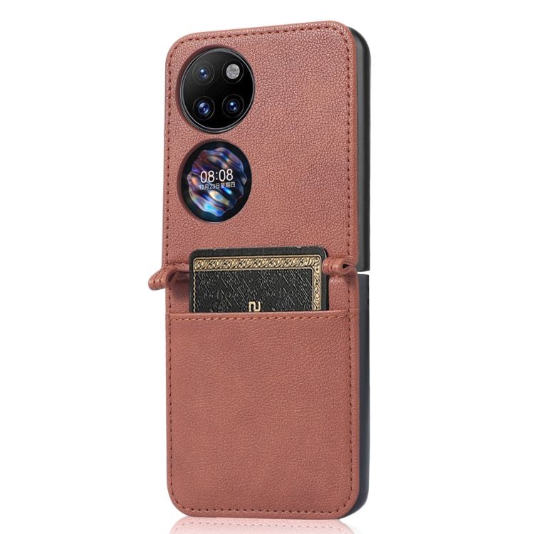 Peňaženkové puzdro Lambskin Texture hnedé – Huawei P50 Pocket