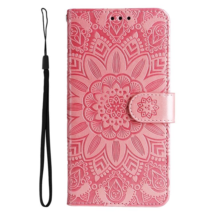 Peňaženkové puzdro Embossing Pattern Slnečnica ružové – Apple iPhone 14 Pro Max