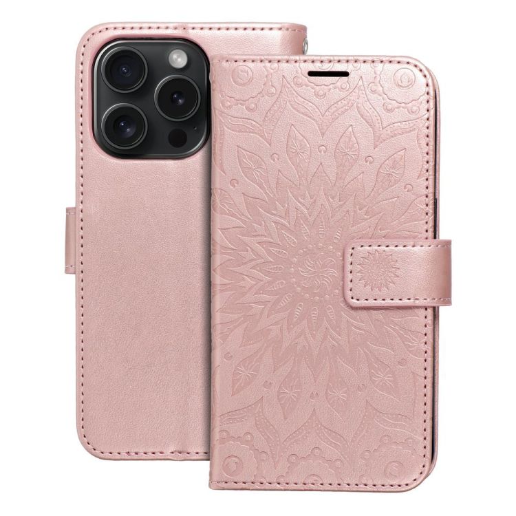 Peňaženkové puzdro Mezzo mandala ružové – Apple iPhone 15 Pro
