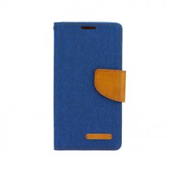 Lacné puzdro Canvas Book case modré na iPhone 6 a 6S
