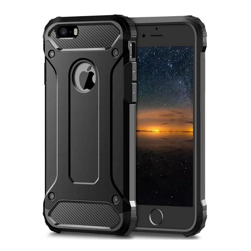 Lacné Kryty | Odolný kryt Forcell Armor Čierny – iPhone 5/5S/SE