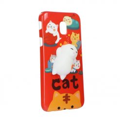 Lacné puzdro Squishy červené Mačka na mobil Huawei P9 Lite Mini