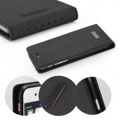 Lacné Kryty | Puzdro Flip Canvas Flexi Čierne – Huawei Y6 II | Lacné Kryty