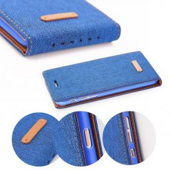 Lacné Kryty | Puzdro Flip Canvas Flexi Modré – Huawei Y6 II | Lacné Kryty