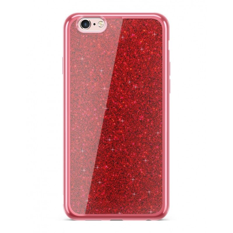 Lacné Kryty | Zadný kryt Electro Glitter červený – iPhone 6/6S