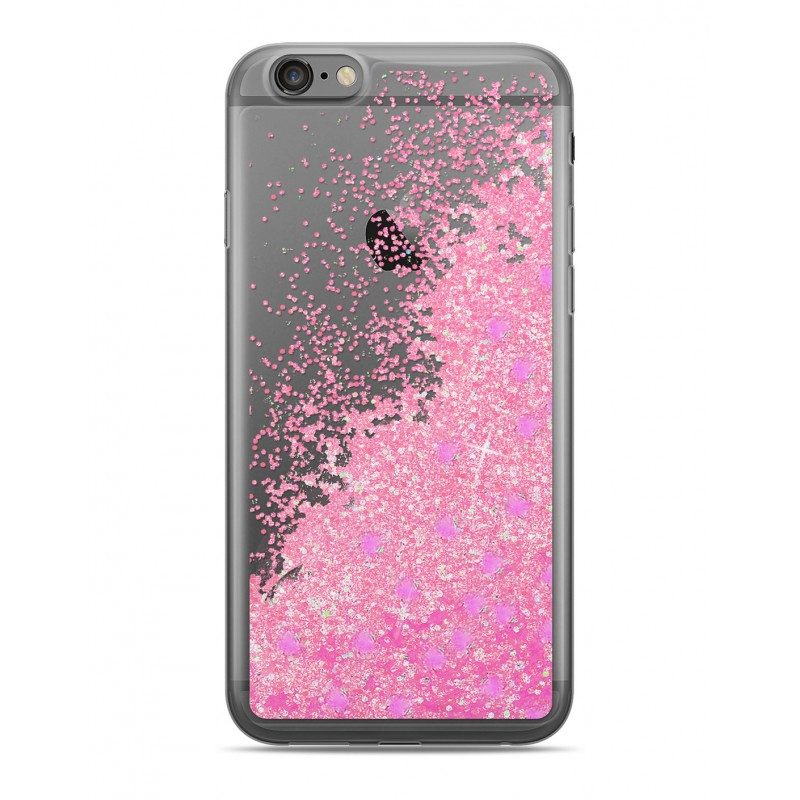 Lacné Kryty | Zadný kryt Liquid Glitter Hearts ružový – iPhone 5/5S/SE