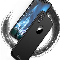Lacné Kryty | Puzdro iPaky 360 Protection Full Body čierne + Tvrdené sklo – iPhone 8 | Lacné Kryty