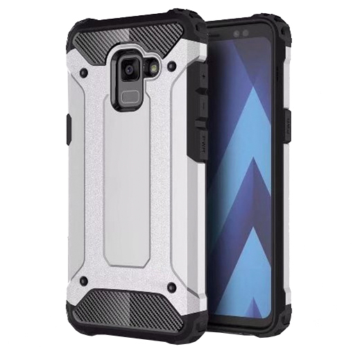 Odolný kryt Hybrid Armor strieborný – Samsung Galaxy A8 2018 | Lacné Kryty Lacné Kryty | Odolný kryt Hybrid Armor strieborný – Samsung Galaxy A8 2018 | Lacné Kryty