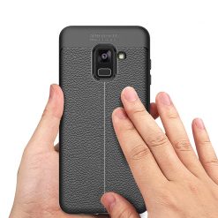 Lacné Kryty | Zadný kryt litchi pattern čierny – Samsung Galaxy A8 2018 | Lacné Kryty