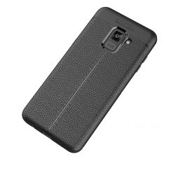 Lacné Kryty | Zadný kryt litchi pattern čierny – Samsung Galaxy A8 2018 | Lacné Kryty