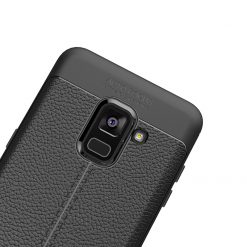 Lacné Kryty | Zadný kryt litchi pattern čierny – Samsung Galaxy A8 2018 | Lacné Kryty