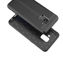 Lacné Kryty | Zadný kryt litchi pattern čierny – Samsung Galaxy A8 2018 | Lacné Kryty