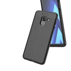 Lacné Kryty | Zadný kryt litchi pattern čierny – Samsung Galaxy A8 2018 | Lacné Kryty