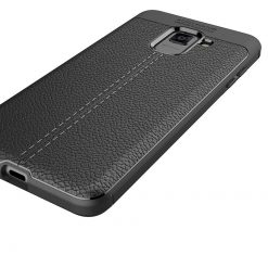 Lacné Kryty | Zadný kryt litchi pattern čierny – Samsung Galaxy A8 2018 | Lacné Kryty