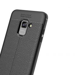 Lacné Kryty | Zadný kryt litchi pattern čierny – Samsung Galaxy A8 2018 | Lacné Kryty