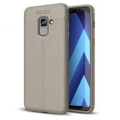 Lacné Kryty | Zadný kryt litchi pattern sivý – Samsung Galaxy A8 2018 | Lacné Kryty