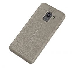 Lacné Kryty | Zadný kryt litchi pattern sivý – Samsung Galaxy A8 2018 | Lacné Kryty