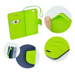 Lacné Kryty | Peňaženkové puzdro Fancy Book modré-limetkové – iPhone X / XS | Lacné Kryty