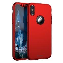 Puzdro iPaky 360 Protection Full Body červené + Tvrdené sklo – iPhone X