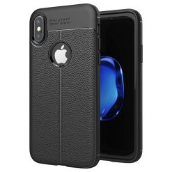 Zadný kryt litchi pattern čierny – iPhone X / XS