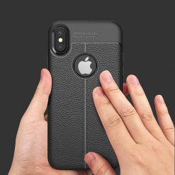 Lacné Kryty | Zadný kryt litchi pattern čierny – iPhone X / XS | Lacné Kryty
