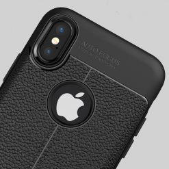 Lacné Kryty | Zadný kryt litchi pattern čierny – iPhone X / XS | Lacné Kryty