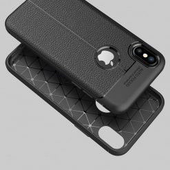 Lacné Kryty | Zadný kryt litchi pattern čierny – iPhone X / XS | Lacné Kryty
