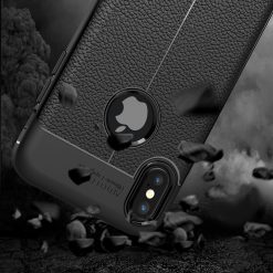 Lacné Kryty | Zadný kryt litchi pattern čierny – iPhone X / XS | Lacné Kryty
