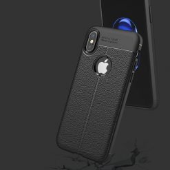Lacné Kryty | Zadný kryt litchi pattern čierny – iPhone X / XS | Lacné Kryty