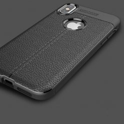 Lacné Kryty | Zadný kryt litchi pattern čierny – iPhone X / XS | Lacné Kryty