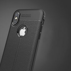 Lacné Kryty | Zadný kryt litchi pattern čierny – iPhone X / XS | Lacné Kryty