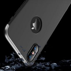 Lacné Kryty | Puzdro 360 Protection strieborno-čierne s dierou na Apple logo – iPhone Xr | Lacné Kryty