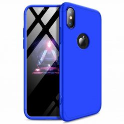 Puzdro 360 Protection modré s dierou na Apple logo – iPhone Xr