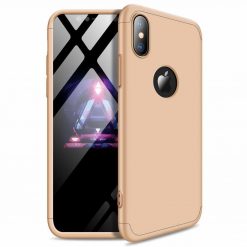 Puzdro 360 Protection zlaté s dierou na Apple logo – iPhone Xr