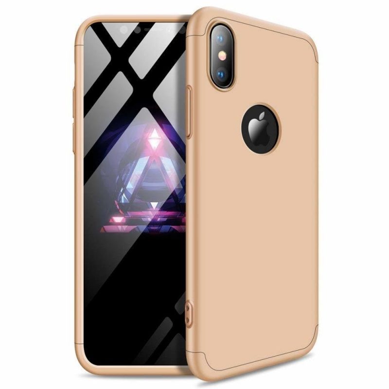 Lacné Kryty | Puzdro 360 Protection zlaté s dierou na Apple logo – iPhone Xr