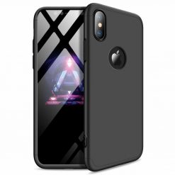 Puzdro 360 Protection čierne s dierou na Apple logo – iPhone Xr