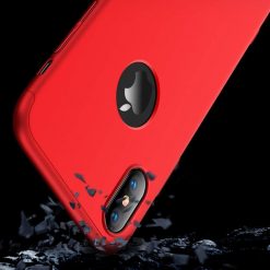 Lacné Kryty | Puzdro 360 Protection červené s dierou na Apple logo – iPhone Xr | Lacné Kryty