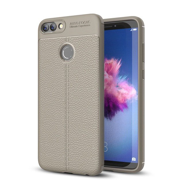 Zadný kryt litchi pattern sivý – Huawei P Smart | Lacné Kryty Lacné Kryty | Zadný kryt litchi pattern sivý – Huawei P Smart | Lacné Kryty
