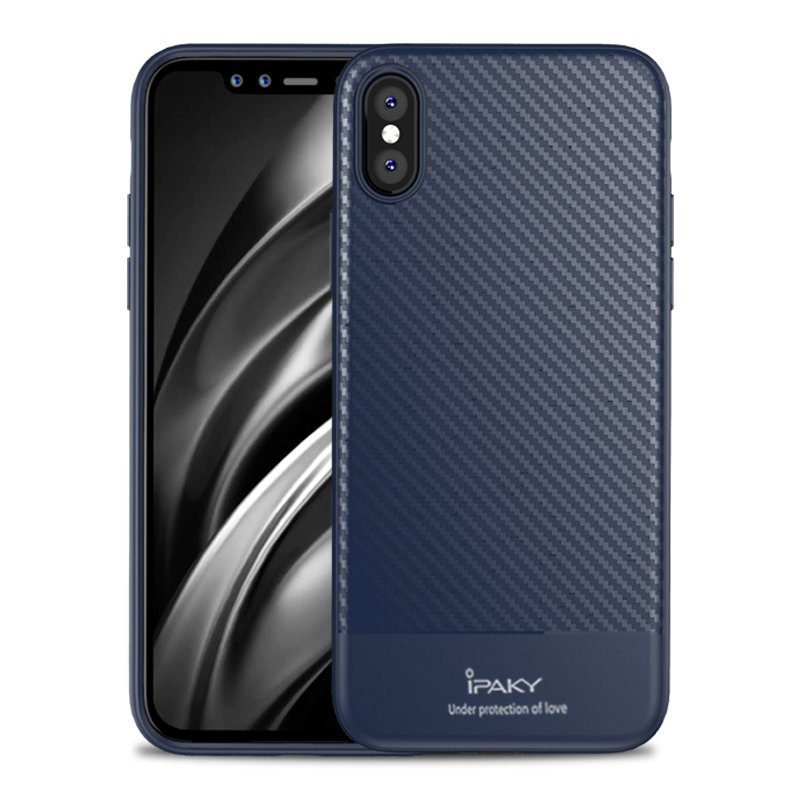 Lacné Kryty | Zadný kryt iPaky Carbon Fiber modrý – iPhone Xs Max