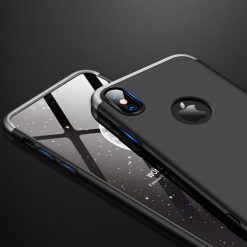Lacné Kryty | Puzdro 360 Protection strieborno-čierne – iPhone Xs Max | Lacné Kryty
