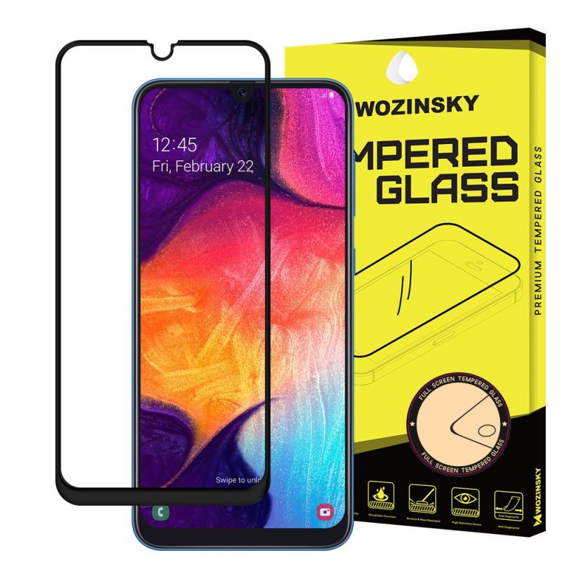 Lacné Kryty | Tvrdené sklo celopovrchové 9H Wozinsky čierne – Samsung Galaxy A30s / A50