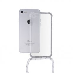 Zadný transparentný kryt s bielou šnúrkou Neck Strap – iPhone 7 / 8