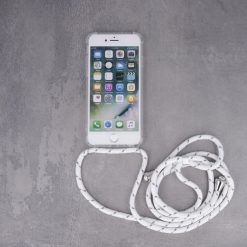 Lacné Kryty | Zadný transparentný kryt s bielou šnúrkou Neck Strap – Apple iPhone 7 / iPhone 8 / iPhone SE 2020 / iPhone SE 2022 | Lacné Kryty