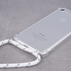 Lacné Kryty | Zadný transparentný kryt s bielou šnúrkou Neck Strap – Apple iPhone 7 / iPhone 8 / iPhone SE 2020 / iPhone SE 2022 | Lacné Kryty