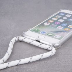 Lacné Kryty | Zadný transparentný kryt s bielou šnúrkou Neck Strap – Apple iPhone 7 / iPhone 8 / iPhone SE 2020 / iPhone SE 2022 | Lacné Kryty