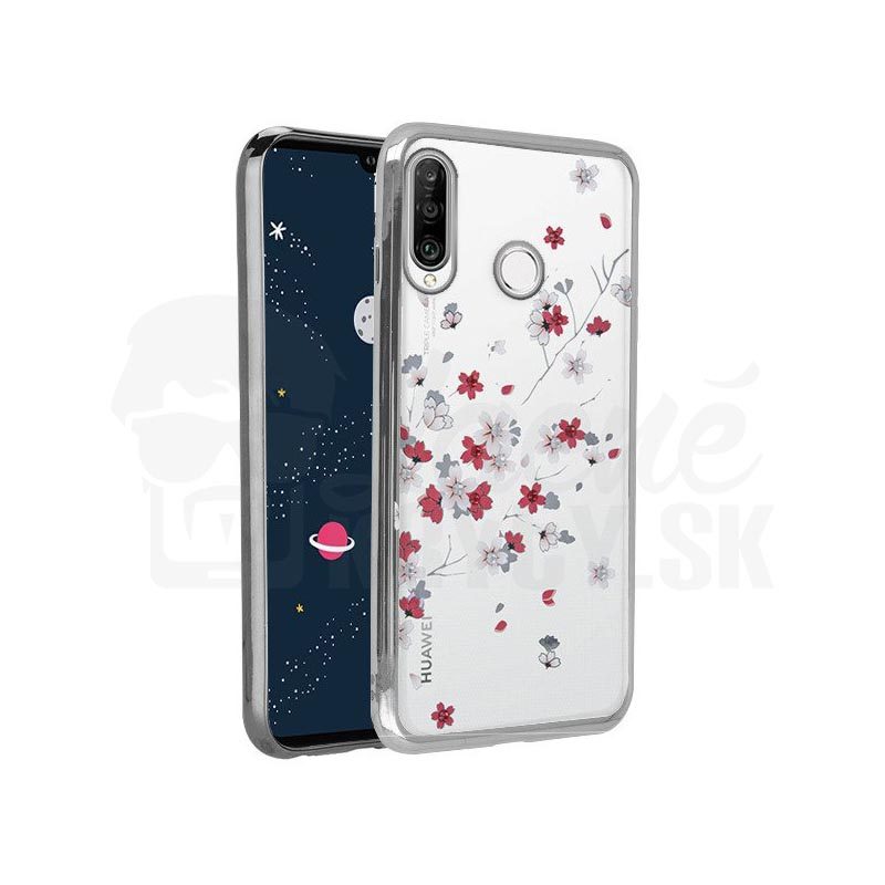 Lacné Kryty | Zadný kryt Flower case strieborný – Huawei P30 Lite