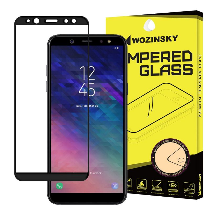 Lacné Kryty | Tvrdené sklo celopovrchové 9H Wozinsky čierne – Samsung Galaxy A6 2018